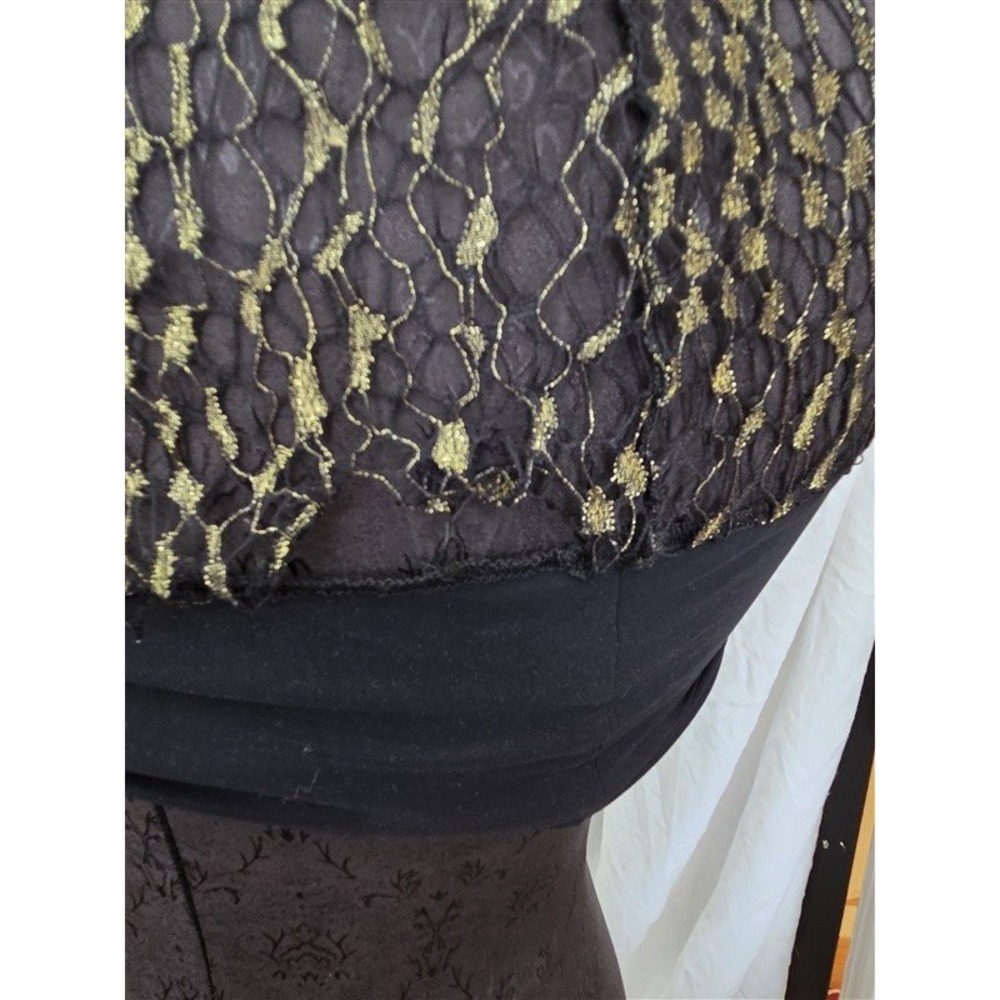 NWT Sauvage M Beach Queen Black Gold Mesh Hoodie Swim Cover Up Sheer 130770 - Picture 2 of 5